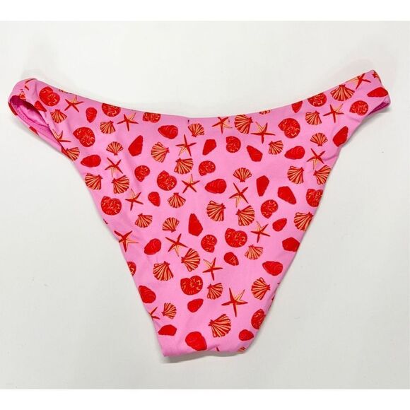 AQUA Printed Bikini Bottom Swimwear Beach Shells in Pink Size Large NEW - Picture 5 of 6